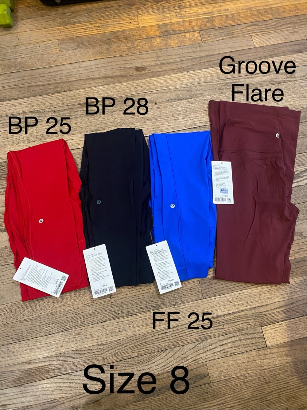 lululemon athletica leggings  - red, black, blue, burgundy
